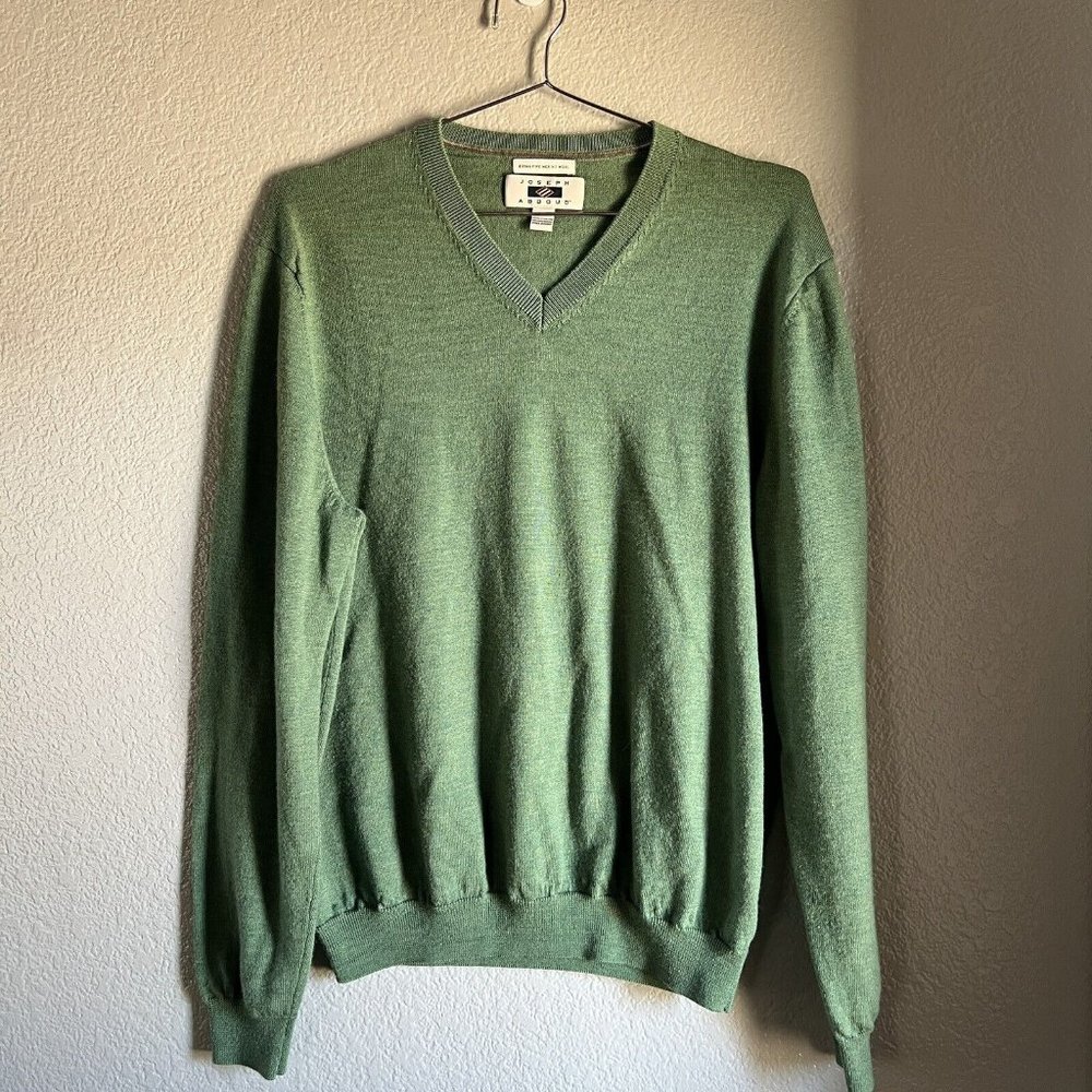 Men’s Joseph Abboud Merino Wool V Neck Sweater Green Size XL